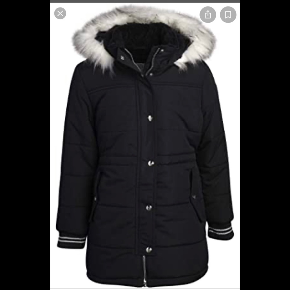Kensie girl hooded puffer jacket with faux fur